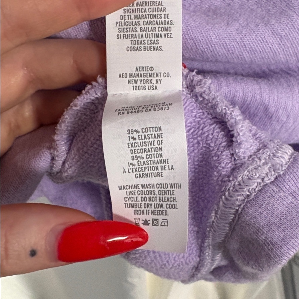 Aerie Easy Street V-Neck Sweatshirt In Lavender - Picture 4 of 5